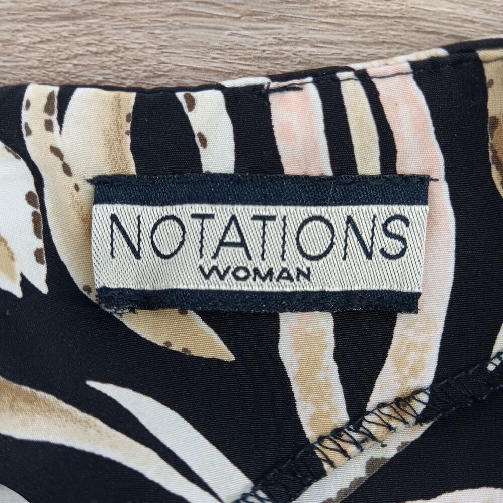 Notations Blouse Women Plus Size 1X Black All Over Print Short Sleeve Top - Picture 5 of 6